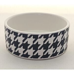 PET BOWL-PAW AND TAIL-White Black Houndstooth-Small/Medium-Food-Water-Ceramic